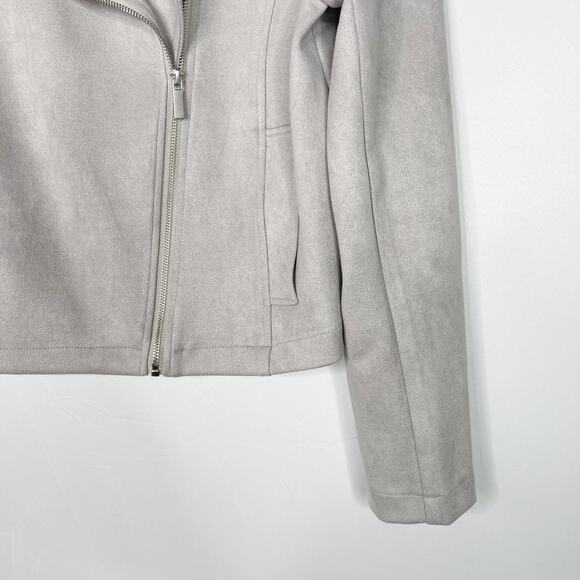 Bagatelle Collection Womens Medium M Gray Faux Suede Moto Jacket Asymmetrical - Picture 3 of 14